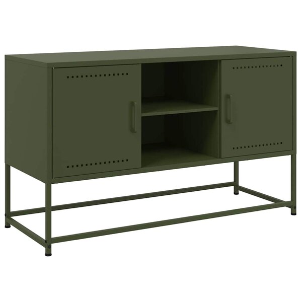 vidaXL Meuble TV vert olive 100 5x39x60 5 cm acier