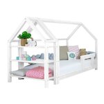 Lit cabane avec étagère 90 x 160 blanc