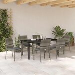 vidaXL Ensemble de salle à manger pour jardin 7 Pièces Gris Poly rotin