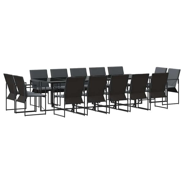 vidaXL Ensemble de salle à manger pour jardin 15 Pièces Noir Acier