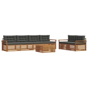 vidaXL Ensemble de canapés d'extérieur 7 Pièces Naturel et Anthracite