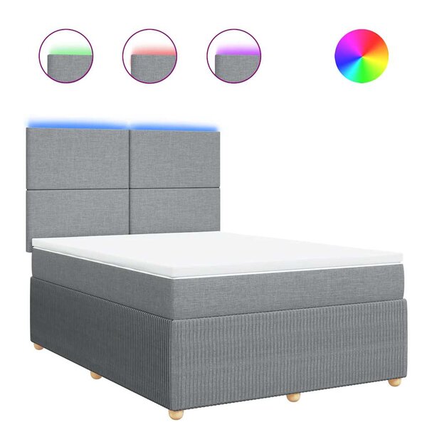 vidaXL Sommier à lattes de lit avec matelas Gris clair 140x200cm Tissu