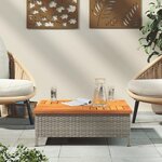 vidaXL Table de jardin gris 70x70x25 cm résine tressée et bois acacia