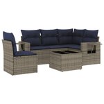 vidaXL Salon de jardin 6 Pièces avec coussins gris résine tressée