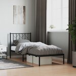 vidaXL Cadre de lit métal sans matelas avec tête de lit noir 80x200 cm
