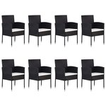 vidaXL Ensemble à manger de jardin 9 Pièces Noir