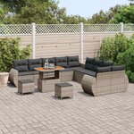 vidaXL Ensemble de canapé de jardin 13 Pièces Gris polyrotin