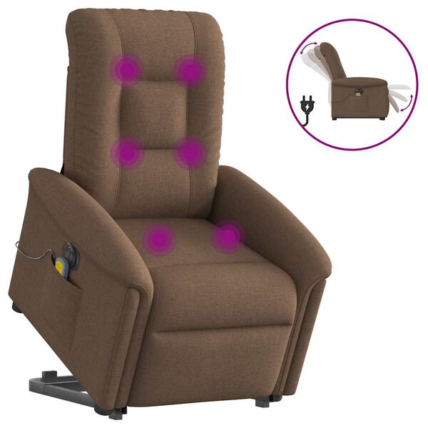 vidaXL Fauteuil inclinable de massage électrique Marron Tissu