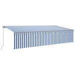 vidaXL Auvent manuel rétractable avec store 6x3 m Bleu et blanc