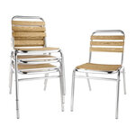 Chaises bistro frêne et aluminium - lot de 4 - bolero -  - bois et aluminium 485x565x773mm