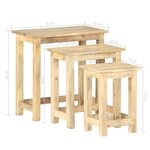 vidaXL Tables gigognes 3 Pièces Bois solide de manguier