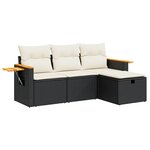 vidaXL Salon de jardin 4 Pièces avec coussins noir résine tressée