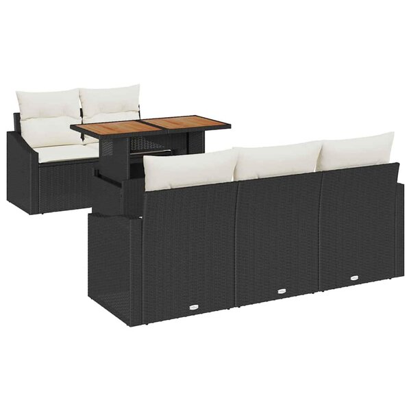 vidaXL Ensemble de salle à manger pour jardin avec coussin Noir  Crème