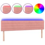 vidaXL Tête de lit à LED Rose 200x5x78/88 cm Velours