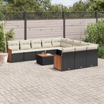 vidaXL Salon de jardin 12 Pièces avec coussins noir résine tressée