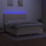 vidaXL Sommier à lattes de lit et matelas et LED Crème 160x200cm Tissu