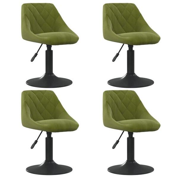 vidaXL Chaises pivotantes à manger lot de 4 vert clair velours