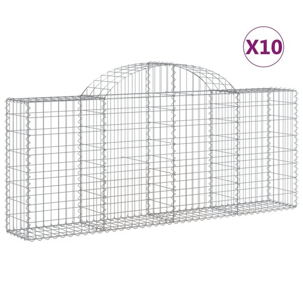vidaXL Paniers à gabions arqués 10 Pièces 200x30x80/100 cm Fer galvanisé