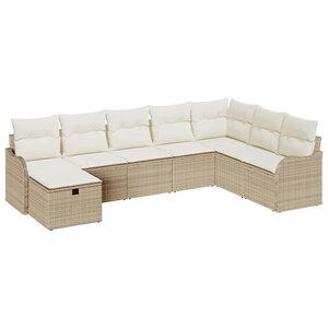 vidaXL Ensemble de Canapés avec coussin 8 Pièces Beige et crème polyrotin
