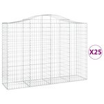 vidaXL Paniers à gabions arqués 25 Pièces 200x50x140/160 cm Fer galvanisé