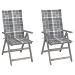 vidaXL Chaises inclinables de jardin lot de 2 et coussins Bois acacia