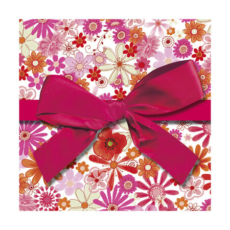 Boîte cadeau avec nœud - motifs fleurs