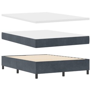 vidaXL Lit à Sommier avec Matelas & Banc Gris Foncé 160x200 cm Velours