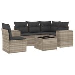 vidaXL Salon de jardin 6 Pièces avec coussins gris clair résine tressée