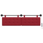 vidaXL Tête de lit suspendue Avec lumière LED Bordeaux Simili cuir