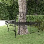vidaXL Banc demi-circulaire tour d'arbre Ø160 cm Noir Acier