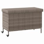 vidaXL Boîte de rangement de jardin et roues gris résine tressée