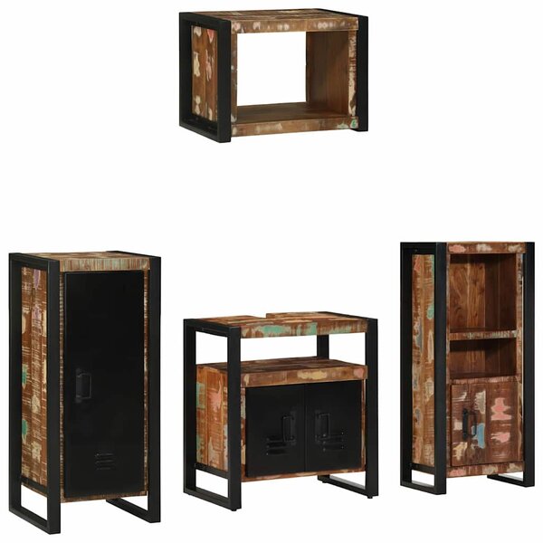 vidaXL Ensemble de mobilier de salle de bain 4 Pièces Bois Recyclé Solide