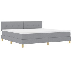 vidaXL Lit boxspring avec matelas Gris clair 200 x 200 cm tissu