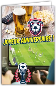 Carte joyeux anniversaire football champion joueur supporter enveloppe 12x17 5cm