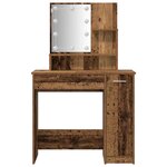 vidaXL Ensemble de coiffeuse avec LED vieux bois bois d'ingénierie