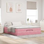 vidaXL Cadre de lit ottoman avec matelas rose 200x200 cm velours