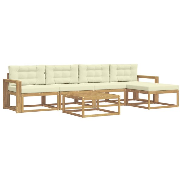 vidaXL Ensemble de canapés d'extérieur 6 pc Blanc et crème Polyester