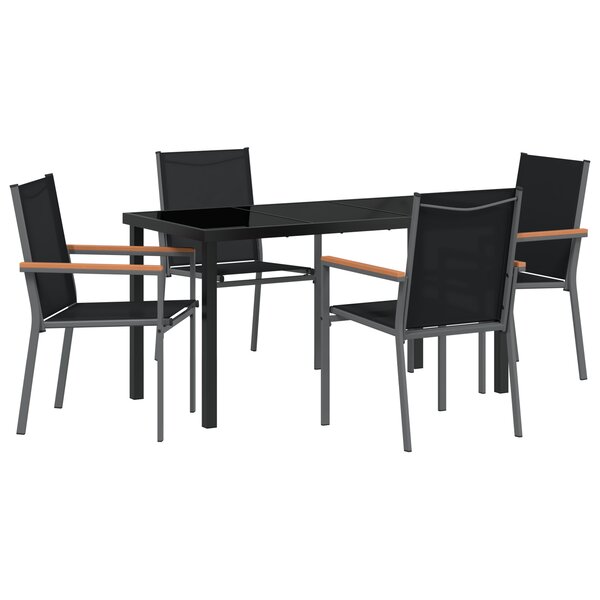 vidaXL Ensemble de salle à manger de jardin 5 pièces Noir Textilène et Acier