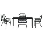 vidaXL Ensemble de salle à manger de jardin 5 pièces Noir Poly Rattan