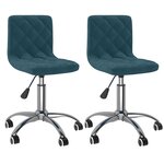 vidaXL Chaises pivotantes à manger lot de 2 Bleu Velours