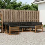 vidaXL Ensemble de canapés d'extérieur 6 Pièces Naturel et noir