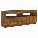 vidaXL Meuble TV avec lumières LED chêne fumé 100x35x40 cm