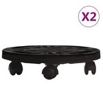 vidaXL Chariots à plantes avec roues 2 Pièces Diamètre 30 cm Noir 170 kg