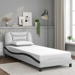 vidaXL Cadre de lit sans matelas blanc et noir 90x190 cm similicuir