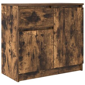 vidaXL Buffet avec tiroir chêne fumé 71x35x65 cm bois d'ingénierie