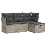 vidaXL Salon de jardin 4 Pièces avec coussins gris clair résine tressée