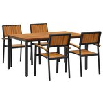 vidaXL Ensemble de salle à manger pour jardin 5 Pièces Noir et marron