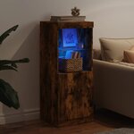 vidaXL Buffet avec lumières LED chêne fumé 41x37x100 cm