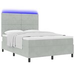 vidaXL Lit à ressort LED avec matelas Gris clair 140 x 200 cm tissu