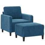 vidaXL Fauteuil avec repose-pied Bleu 60 cm Velours